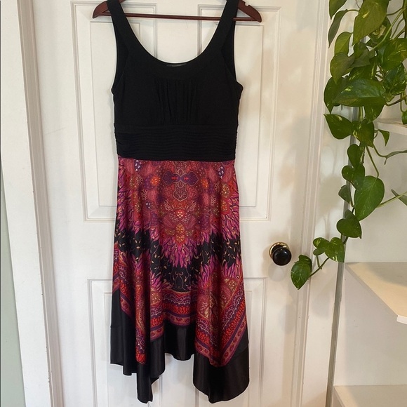 Dressbarn Paisley Black pink Asymmetrical dress fairy boho formal formal casual - Picture 1 of 9